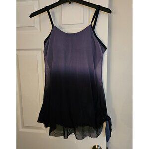 NWOT Island Waves Womens Ombre Navy & Blk Swimsuit W/Adj Straps & Side Tie Sz 1X